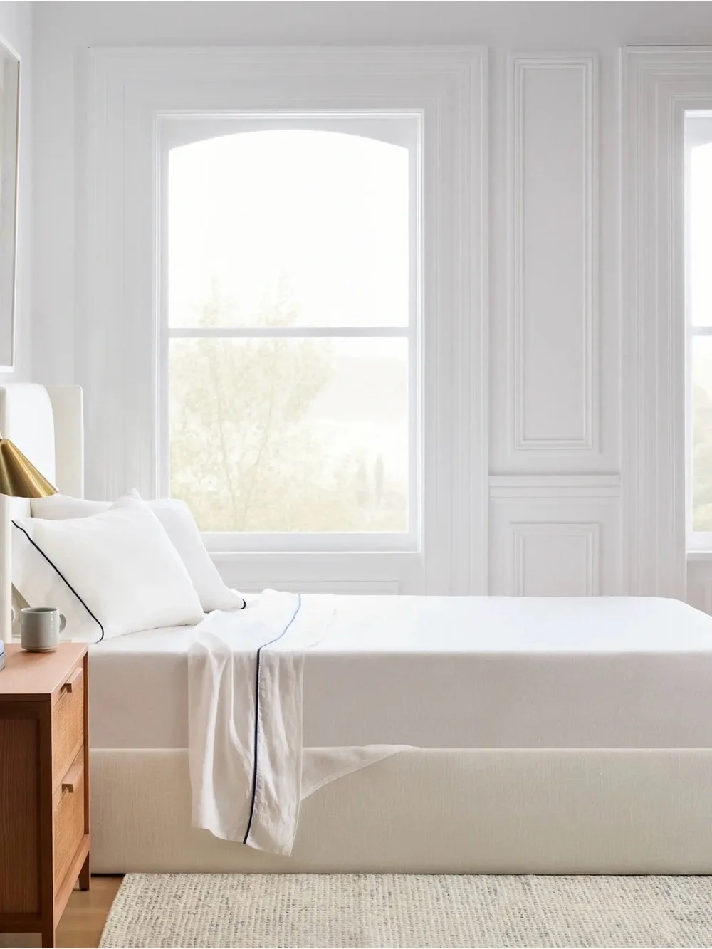 Quince European Linen Piped Top Sheet Set in White with Navy Piping 🌺see notes🌺